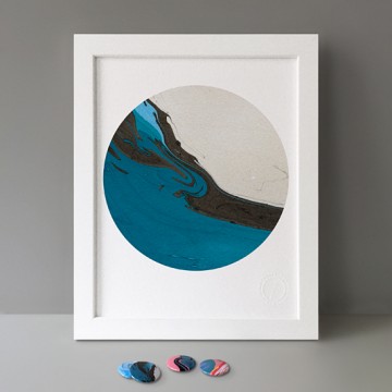 Blue Black White print