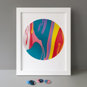 Blue Pink Yellow White print