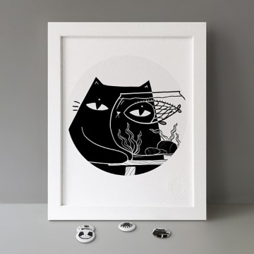 Fish Bowl Cat pint