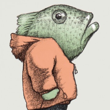 Fish Head and His Pet print