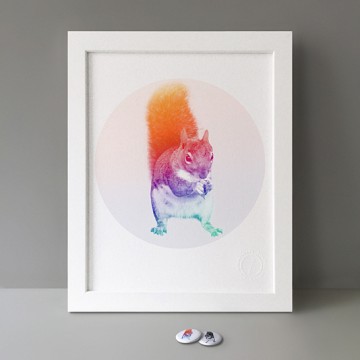 Squirrel 3 (halftone, rainbow gradient, right) print