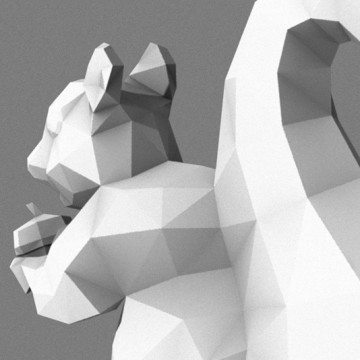 Squirrel 4 (polygon, silver, back, left) print