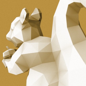 Squirrel 4 (polygon, gold, back, left) print