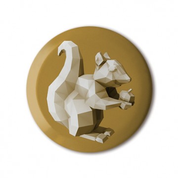 Squirrel 4 (polygon, gold, front, right) print
