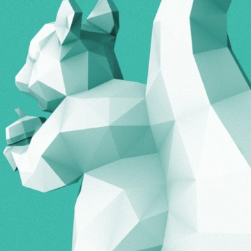 Squirrel 4 (polygon, patina, back, left) print