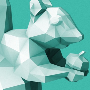 Squirrel 4 (polygon, patina, front, right) print