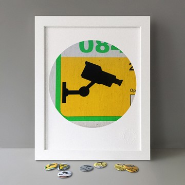 CCTV Sign 2 (yellow, green) print