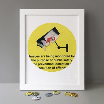 CCTV Sign 5 (yellow, sticker) print