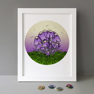 Purple Mushrooms print