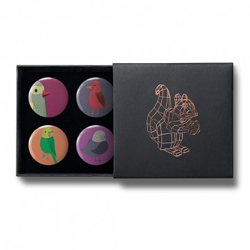 Gift Box: 4 button badges (Birds)