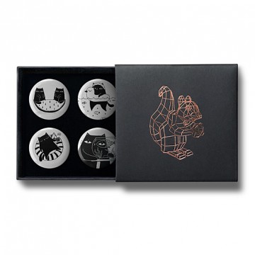 Gift Box: 4 button badges (Cat Style)