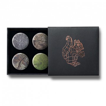 Gift Box: 4 button badges (Tree Stumps)