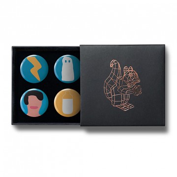 Gift Box: 4 button badges (Minimal Doodles)