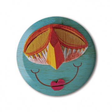 Gift Box: 4 button badges (Wooden Faces)
