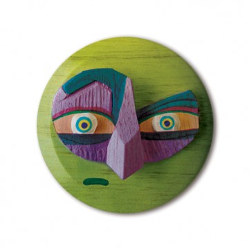 Gift Box: 4 button badges (Wooden Faces)