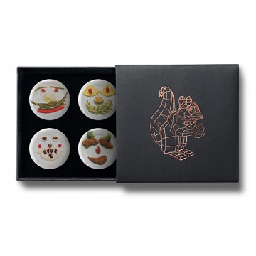 Gift Box: 4 button badges (Food Faces)