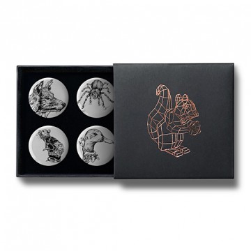 Gift Box: 4 button badges (Animal Drawings)