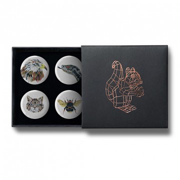 Gift Box: 4 button badges (Animal Collages)